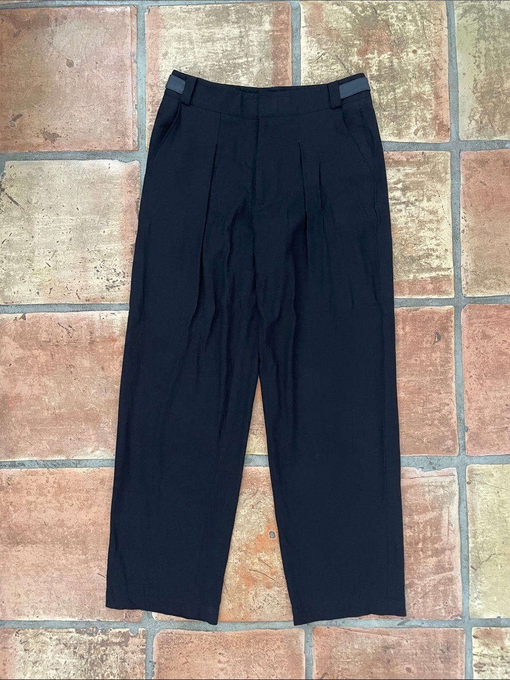 🔷 Helmut Lang Size 4 Black Pleated Wide Leg Trousers Made in USA